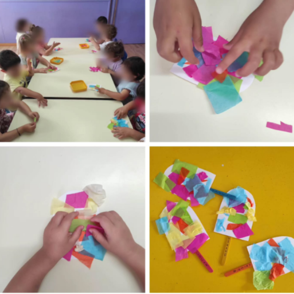 manualidad con papeles de colores